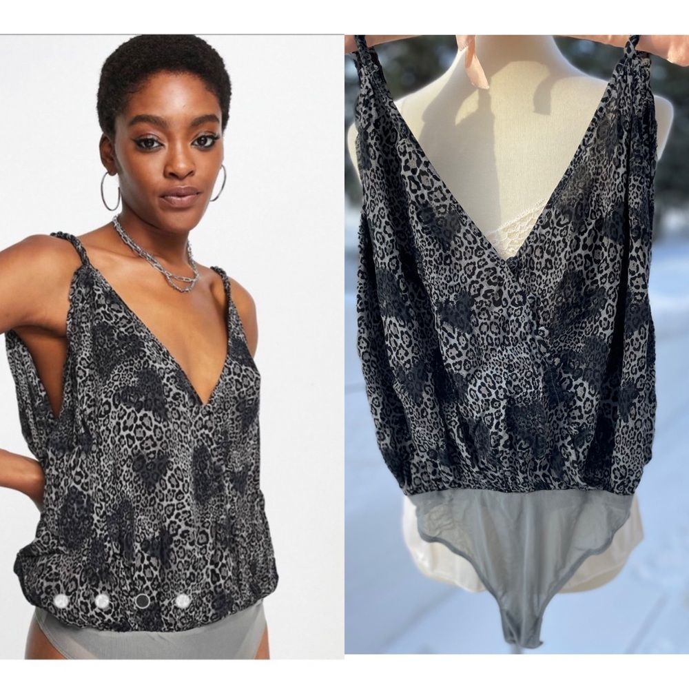 Intimately Free People Siren Song Printed Wrap Bodysuit Sleeveless Sz XS NWT